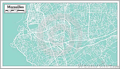 Marseille France City Map in Retro Style. Outline Map. Stock Photo