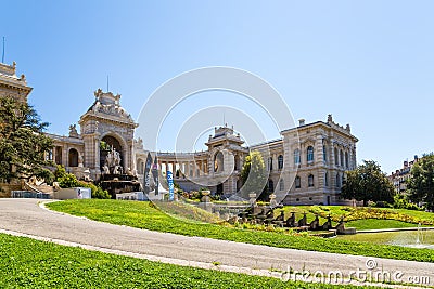 Marseille, France. Longchamp Palace with a cascading fountain Editorial Stock Photo