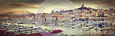 Marseille, France panorama, famous harbour. Stock Photo