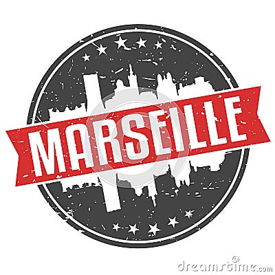 Marseille France Round Travel Stamp Icon Skyline City Design. Seal Badge Illustration Vector. Vector Illustration