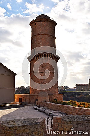 Marseille round tower near port Stock Photo