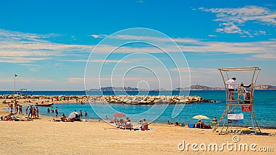 Marseilles-Bonneveine Beach Holidaymakers Editorial Stock Photo