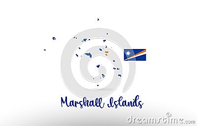 Marshall Islands country flag inside map contour design icon logo Vector Illustration