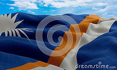Marshall Islands flag in the wind. Realistic and wavy fabric flag. 3D rendering Stock Photo