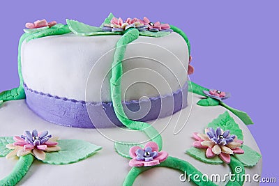 Marshmallow Multilayer Cake Closeup Stock Photo