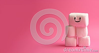 Marshmallow pink banner. Generate Ai Stock Photo