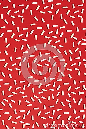 Marshmallow on a red background. Food pattern. Sweet pattern Stock Photo