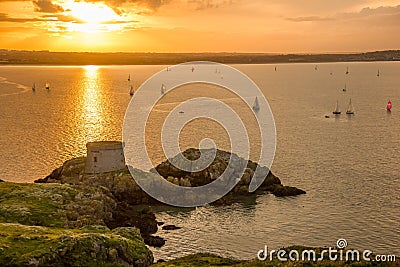 Martello Tower at sunset. Ireland Stock Photo