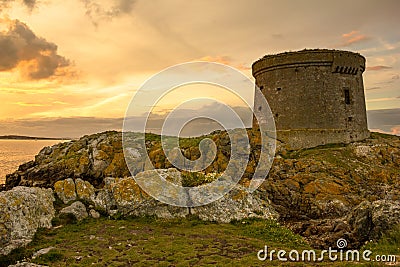 Martello Tower at sunset. Ireland Stock Photo