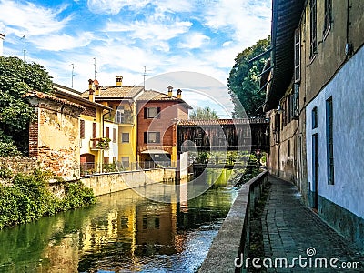 Martesana canal, Milano Italy Stock Photo