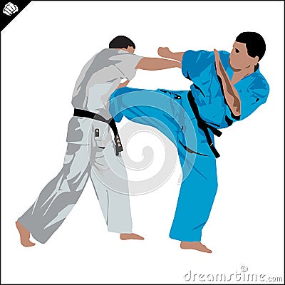 Martial art colored simbol, logo. Karate kudo creative design. Vector Illustration