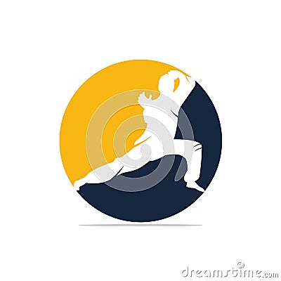 Martial art silhouette vector, fight sport logo design. Vector Illustration