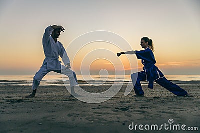 Martial arts athletes Stock Photo