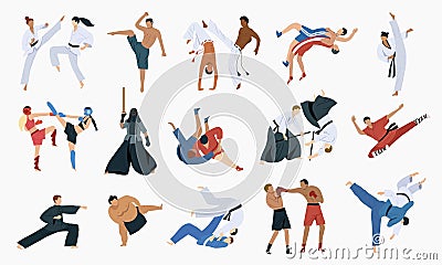 Martial Arts Icons Set Vector Illustration