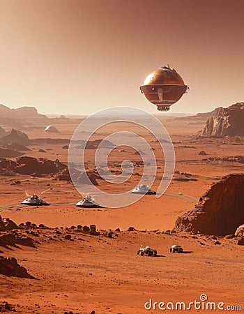 Martian Expedition Fleet Stock Photo