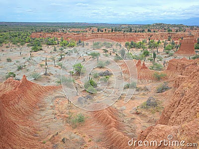 The Martian landscape of Cuzco, the Red Desert, part of Colombia`s Tatacoa Desert. Stock Photo