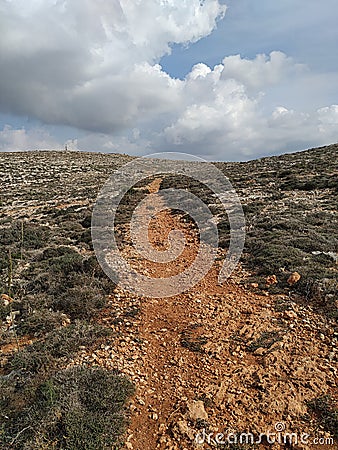 Martian landscapes on the way to Popeye Village on Malta Stock Photo