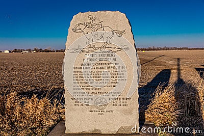 Martin Brothers Historic Memorial, Occured August 1864, Hall County, Nebraska Editorial Stock Photo