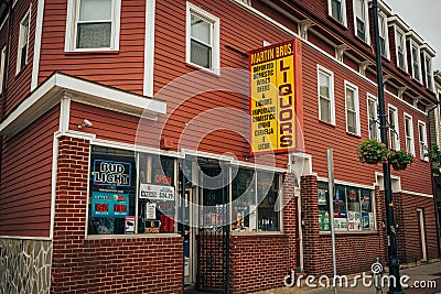 Martin Brothers Liquors vintage sign, Cambridge, Massachusetts Editorial Stock Photo