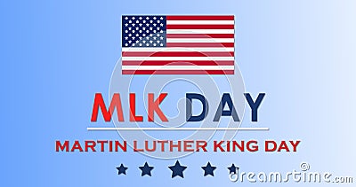 Martin Luther King Jr. Day poster banner with US flag. Stock Photo