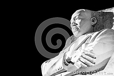 Martin Luther King Jr Memorial Statue Washington DC Night Evening Closeup Editorial Stock Photo