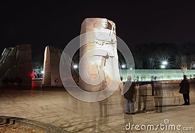 Martin Luther King Memorial Illuminated at Night Editorial Stock Photo