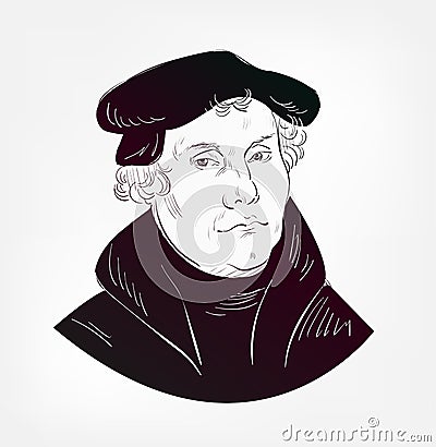 Martin Luther vector sketch portrait face famous Editorial Stock Photo