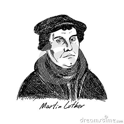 Martin Luther 1483-1546 was a German professor of theology, composer, priest, monk, and a seminal figure in the Protestant Vector Illustration