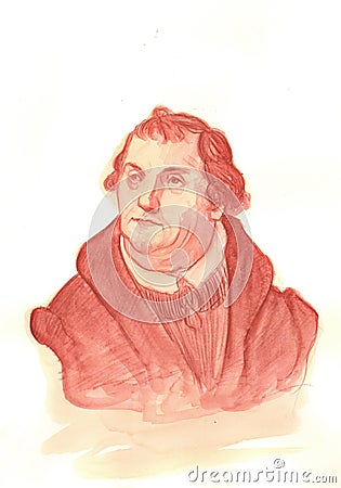 Martin Luther Watercolour Portrait Editorial Stock Photo
