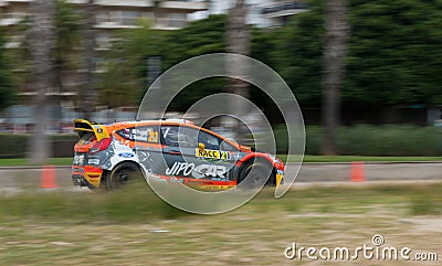 Martin Prokop and his co-driver Jan TomÃ¡nek in Ford Fiesta RS in Salou , Spain Editorial Stock Photo