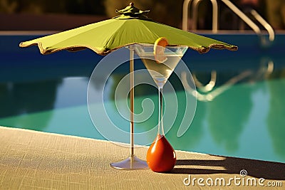 martini cocktails and pool toys arranged artfully Stock Photo