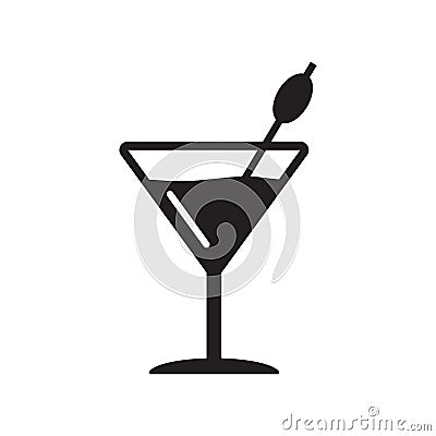 Martini glass icon, cocktail vector icon, drink icon Cartoon Illustration