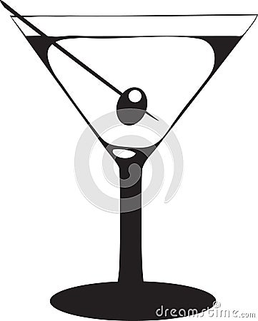 Martini Glass with Olive Cartoon Illustration