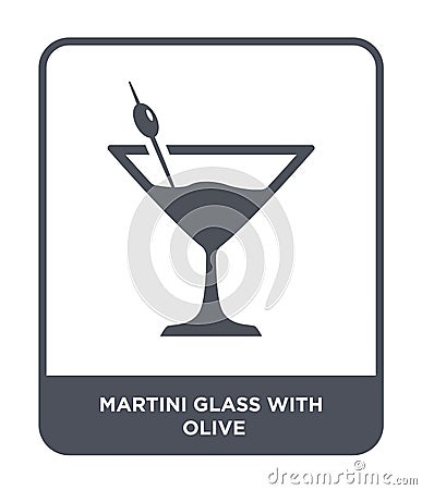 martini glass with olive icon in trendy design style. martini glass with olive icon isolated on white background. martini glass Vector Illustration