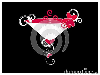 Martini goblet with red coctail and red hearts Stock Photo