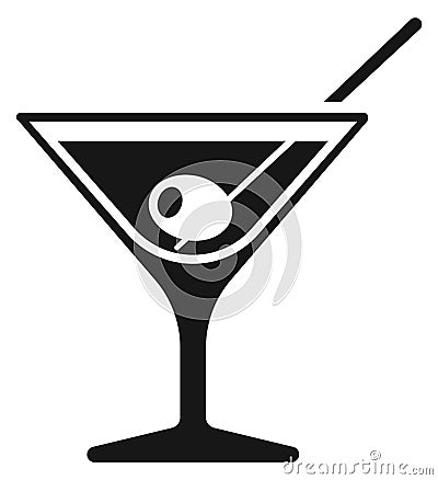 Martini icon. Cocktail glass with olive black symbol Vector Illustration