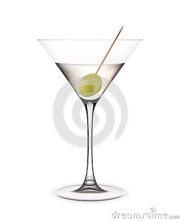 Martini with olive. Vector Illustration