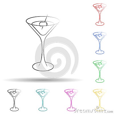 Martini olive, alcohol multi color set icon. Simple thin line, outline vector of oliver icons for ui and ux, website or mobile Stock Photo