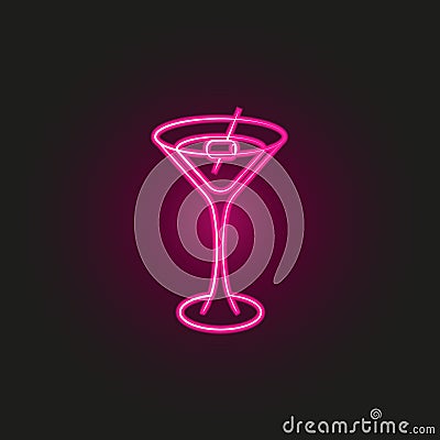 Martini olive, alcohol neon style icon. Simple thin line, outline vector of oliver icons for ui and ux, website or mobile Stock Photo