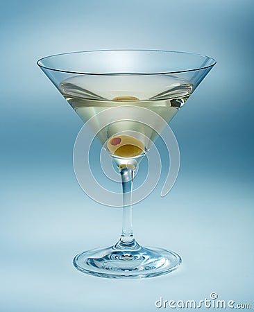 Martini with olive isolated. vermouth Stock Photo