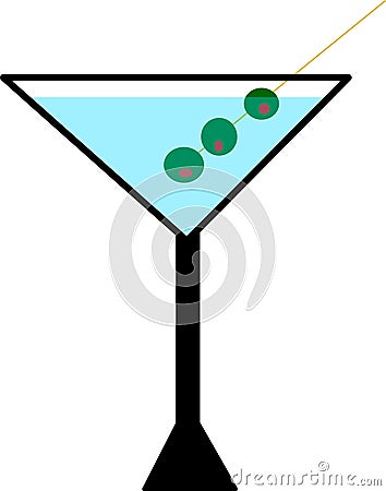 Martini with olives Cartoon Illustration