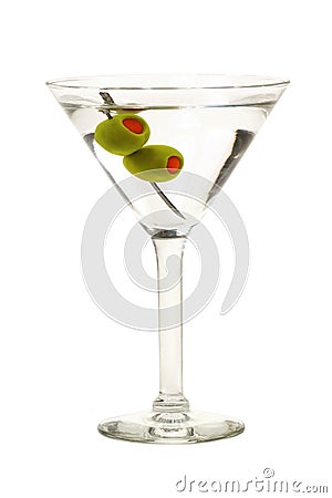 Martini with Olives isolated Stock Photo