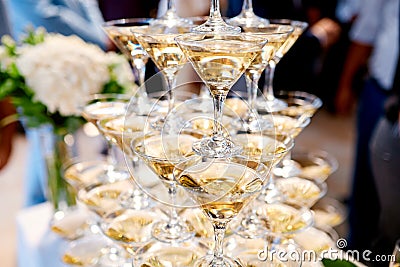 Martini tower on the table at a wedding Stock Photo