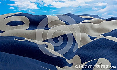 Martinique flag in the wind. Realistic and wavy fabric flag. 3D rendering Stock Photo