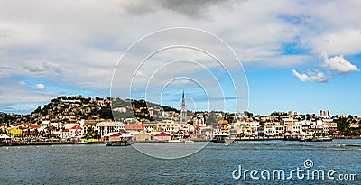 Martinique, Fort de France â€“ 2019. Large panoramic view of the waterfront along the city of Fort de France, Martinique Island Editorial Stock Photo
