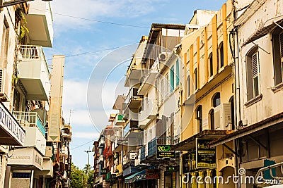 Martinique, Fort de France â€“ 2019. Shopping street in Fort de France Editorial Stock Photo