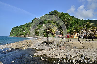 Martinique, picturesque village of Grand Riviere in West Indies Editorial Stock Photo