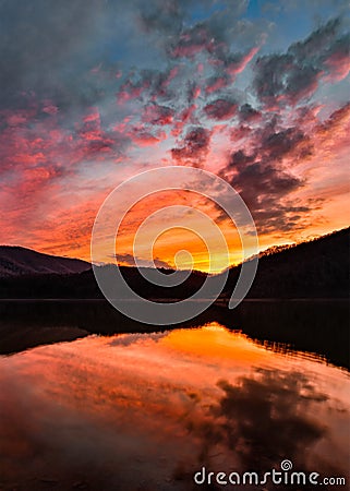 Martins Fork Lake, scenic sunset, Kentucky Stock Photo