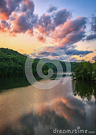 Martins Fork Lake, scenic sunset, Kentucky Stock Photo