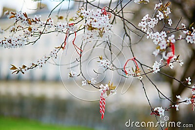 Martisors, symbols of beginning of spring Stock Photo